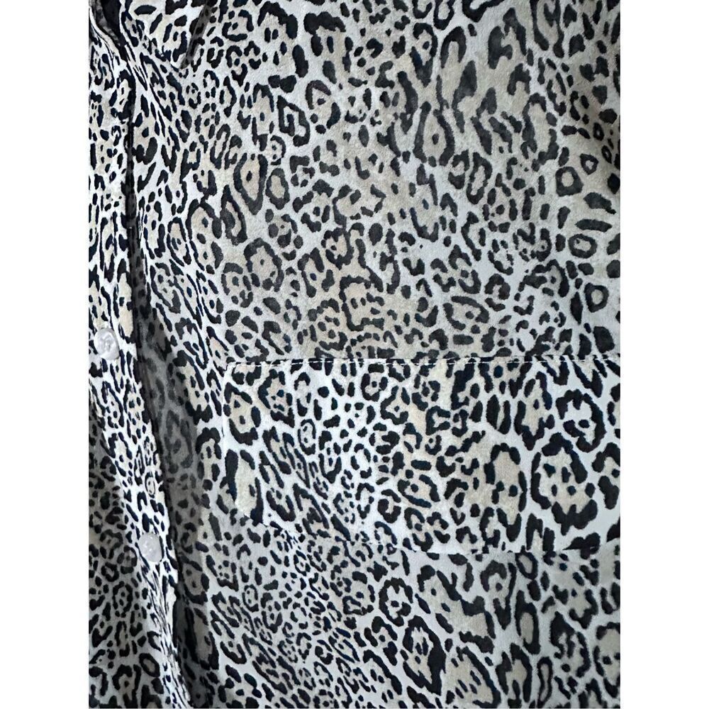 GREAT CONDITION WOMEN CHICOS WRINKLE RESISTANT ANIMAL LEOPARD BLOUSE TAN GRAY BL - Picture 11 of 13